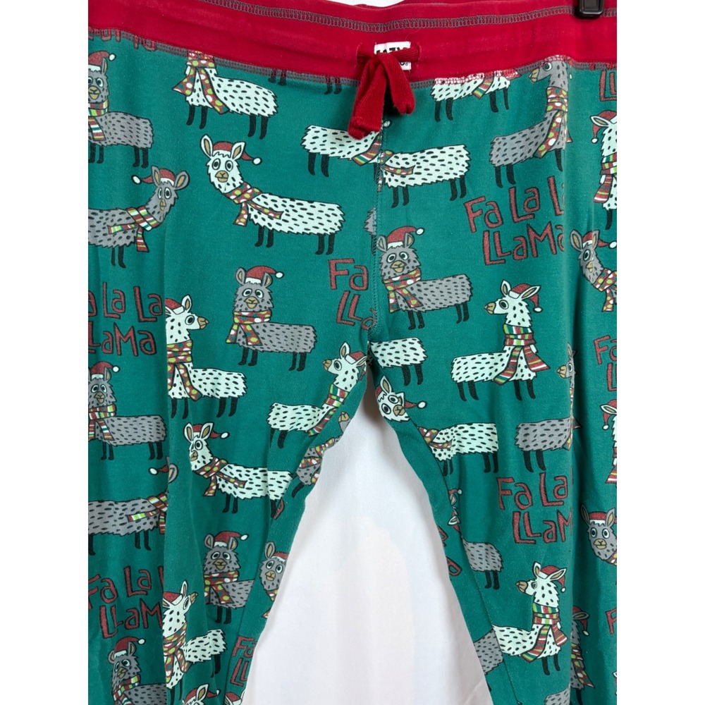 Lazy One Womens Fa La La Llama Christmas Pajama Leggings Teal Green Red XL - Picture 2 of 8
